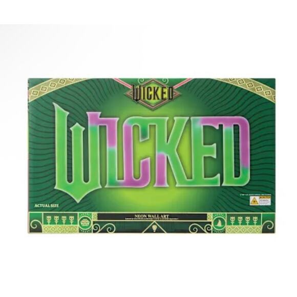 NIB WICKED Neon wall light Art Movie pink Green LED Universal City Studios - Picture 4 of 6